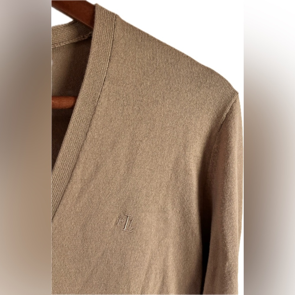 RALPH LAUREN Beige Button Up Cardigan Sweater - Picture 3 of 6